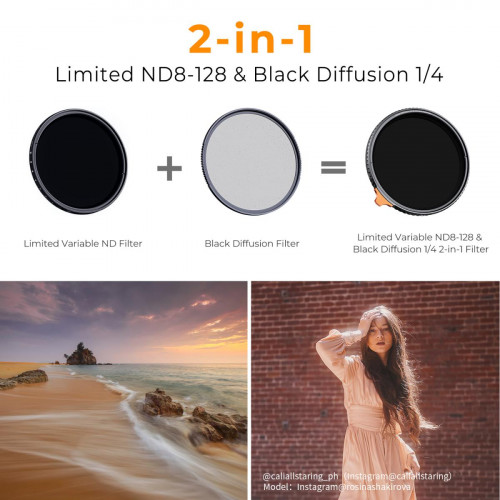 Светофильтр K&F Concept 52mm Black Diffusion 1\4 + ND8-128