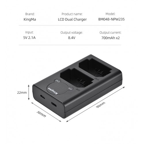 Зарядное Kingma NP-W235 USB Fujifilm XT4