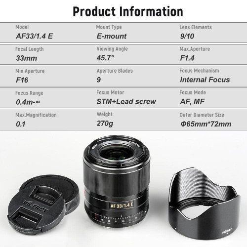 Объектив VILTROX 33mm f1.4 AF Sony-E